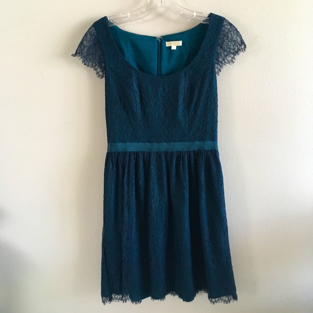 Shoshanna teal lace cocktail dress, 0